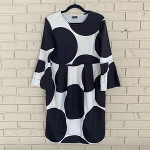 BITTE KAI RAND Polka Dot Dress Lagenlook Size S Pockets Modern Tencel Comfy